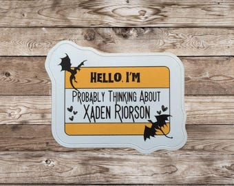 Mini 2" Sticker, Fourth Wing, Iron Flame, Onyx Storm, I'm Probably Thinking About Xaden Riorson, Dragons, Bookish, Booktok, Romantasy