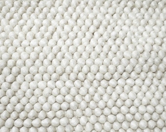 Handwoven Chunky Wool Rug, Nordic Ivory Textured Flatweave, Scandinavian Living Room Decor