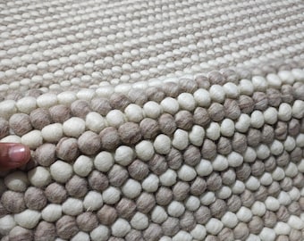 8x10 Handwoven chunky loop rug, Scandinavian Boho Loop Flatweave Modern Neutral custom size.