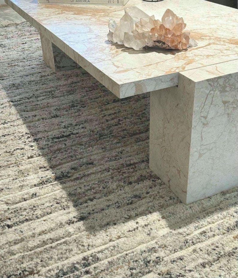 Thick Wool Ribbed Rug 9x12 Neutral Area Rug, Thick Ribbed Beni Ourain Moroccan Rug | Multi ...