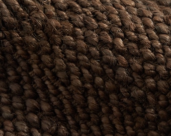 10x14 handwoven dark brown jute rug, nordic checked geometric flatweave large Scandinavian natural rug.