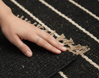Handwoven Jute Rug, Black and White Scandinavian Nordic Modern Style, Large custom size rug