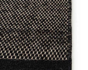 black and white hand woven rug flatweave rug wool Soft Black White\black and ivory rug flatweave high quality nordic Scandinavian ,Custom.