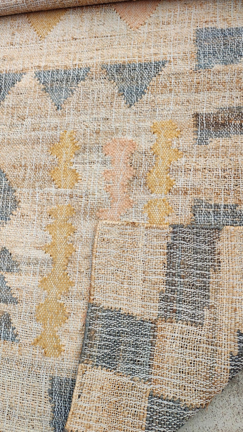 flatweave textured jute and wool rug scandinavian nordic boho style boho jute rug home decor rug in jute soft geometric rug 14 x 16 jute rug