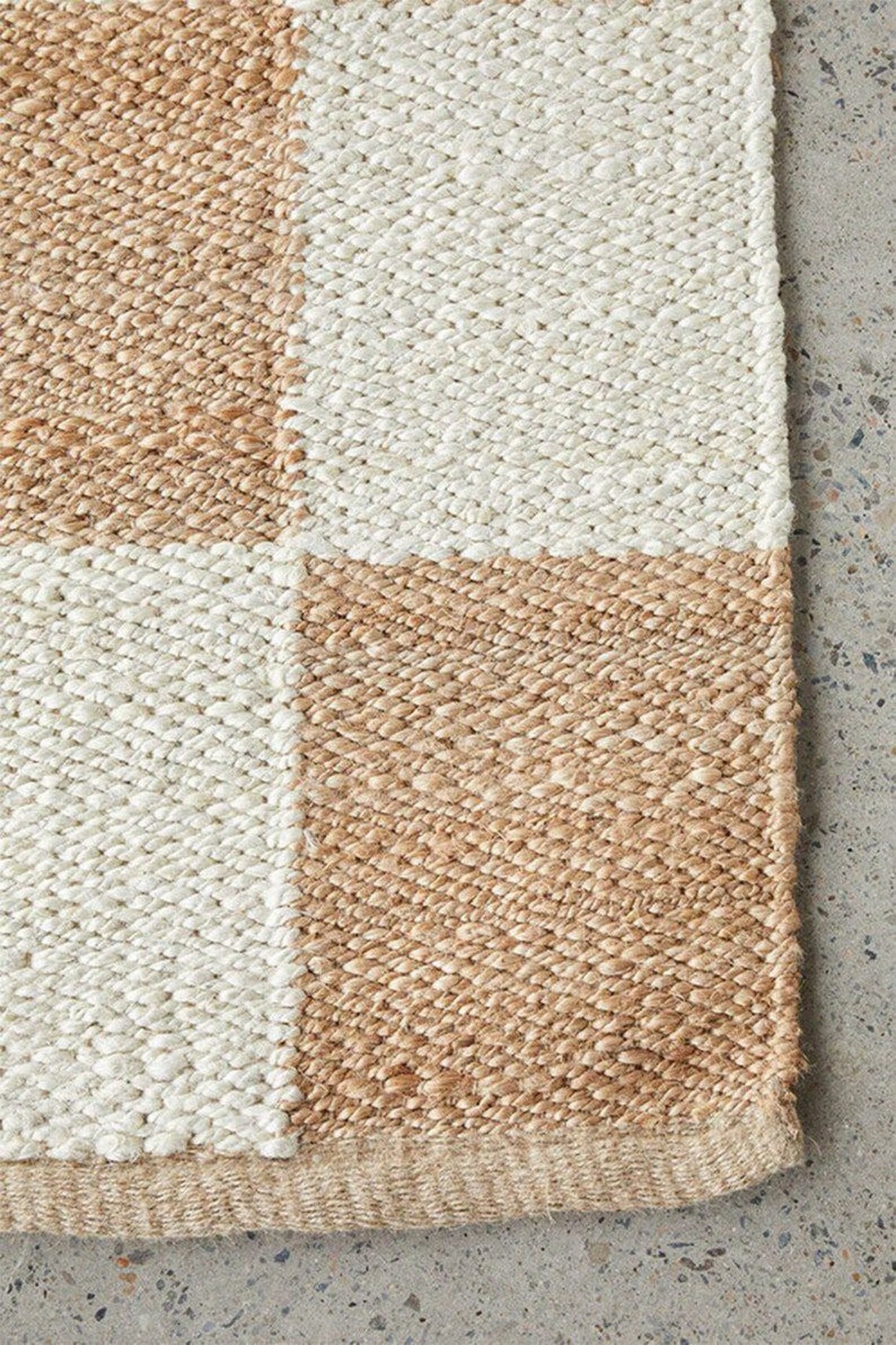Natural and White Handwoven Modern Box Rugs,| Runner Rug,| Jute Rug ...