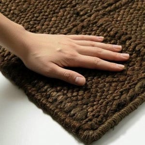Handwoven brown Rug 6x9. jute rug 9x12 brown, jute rug 12x12,Jute geometric rug brown Jute Flat Weave Rug jute brown natural rug modern jute flatweave rug 9x12 hand flatweave dhurrie 4x6 jute rug Tapis De Lana Custom Flatweave solid color jute rug