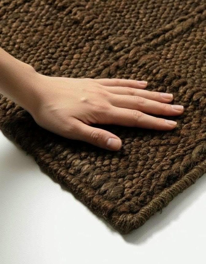 Handwoven brown Rug 6x9. jute rug 9x12 brown, jute rug 12x12,Jute geometric rug brown Jute Flat Weave Rug jute brown natural rug modern jute flatweave rug 9x12 hand flatweave dhurrie 4x6 jute rug Tapis De Lana Custom Flatweave solid color jute rug