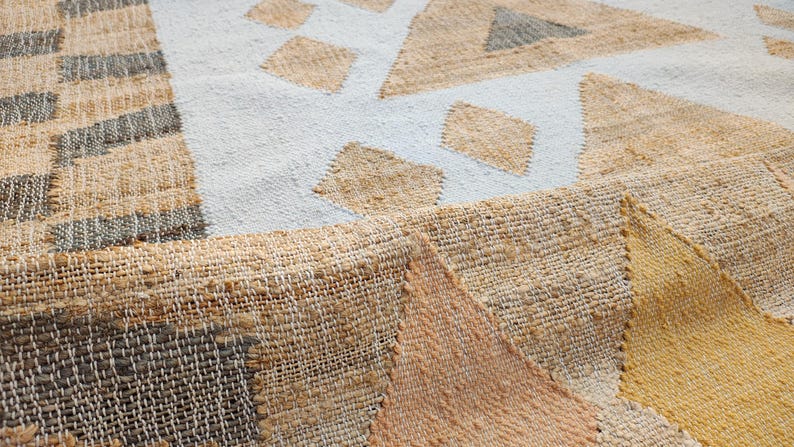 flatweave textured jute and wool rug scandinavian nordic boho style boho jute rug home decor rug in jute soft geometric rug 14 x 16 jute rug