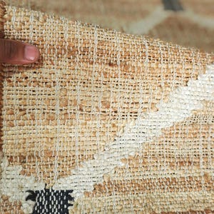Handwoven Jute Kilim Rug: Abstract Geometric Boho Decor