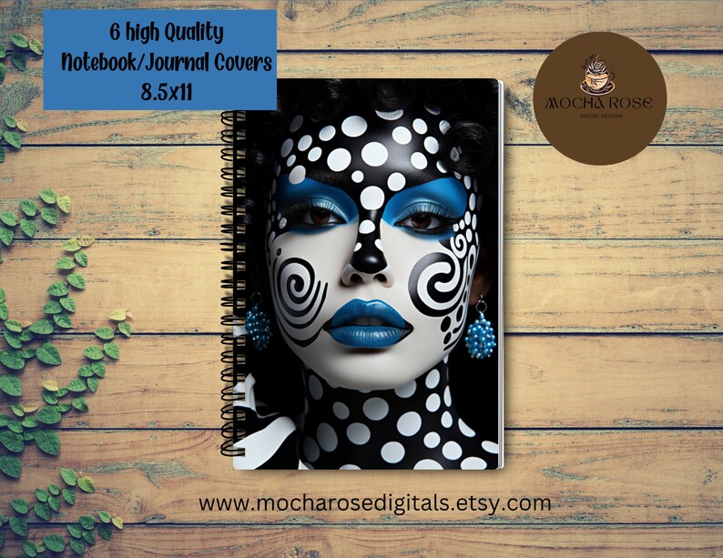 Lady Black and White Polka Dots Notebook Covers, Journal Covers