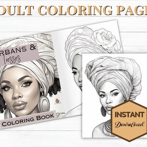 Turbans & Tresses downloadable Coloring Book, African American, Coloring pages, Headwrap coloring pages