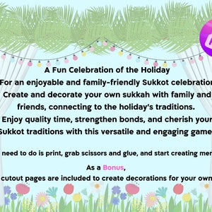 SUKKOT Cut-Out Game , Hebrew Jewish holiday