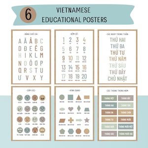 Póster del alfabeto vietnamita para niños/Descarga digital educativa/Arte mural para aprender las letras vietnamitas