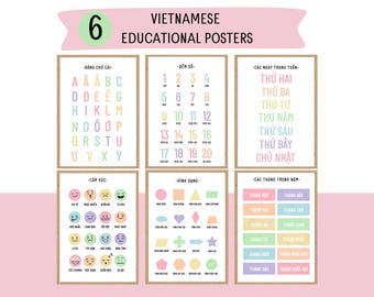Vietnamesisches Alphabet Poster für Kinder|Pädagogischer Digitaler Download|Lerne Vietnamesische Buchstaben Wandkunst