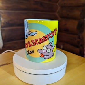 Itchy & Scratchy Mug, Birthday, Personalized Mug, Coffee Mug, Cartoon, Souvenir, Collectible, Simpson, Character, Vintage