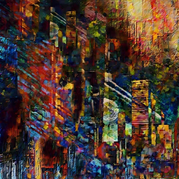 Citylights, abstrakte Stadt, Leinwand Kunst, Wandbild