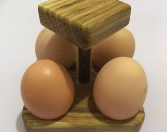 Walnut Wooden egg holder. Wooden egg tray. Wooden egg storage. Breakfast table egg holder for 4 eggs.