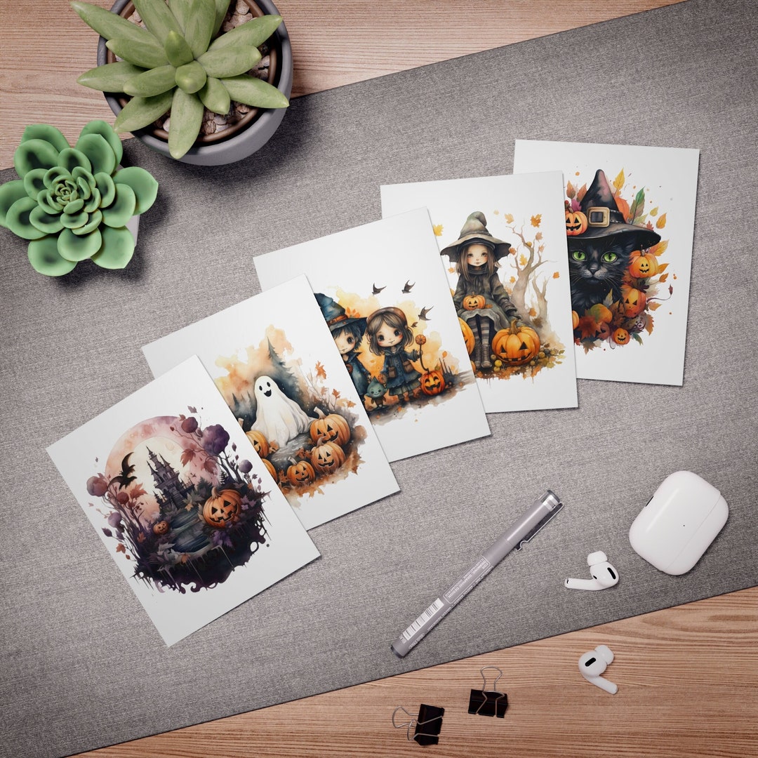Spooktacular Halloween Greeting Cards Set of 5 - Etsy
