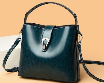 Élégant sac à bandoulière de créateur bleu - Sac à bandoulière en cuir bleu - Sac à bandoulière de créateur - Sac à main en cuir véritable - Sac à bandoulière bleu