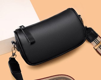 Sac à bandoulière noir - Petit sac à bandoulière noir élégant - Sac à bandoulière en cuir noir - Sac à bandoulière de créateur - Sac à main en cuir véritable