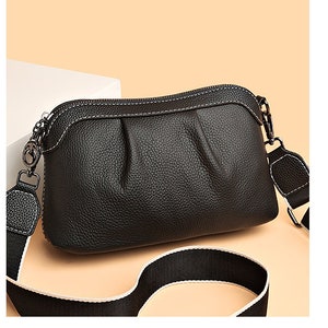 Leather Cross Body Bag With Dual Strap, Leather Messenger Bag School, Leather Shoulder Bag, Everyday Bag
