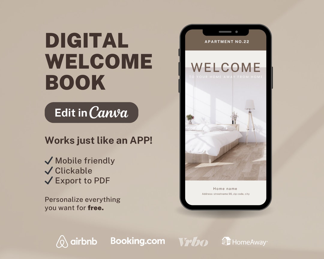 Digital Welcome Book Template | APP Welcome Book Airbnb | Vacation ...