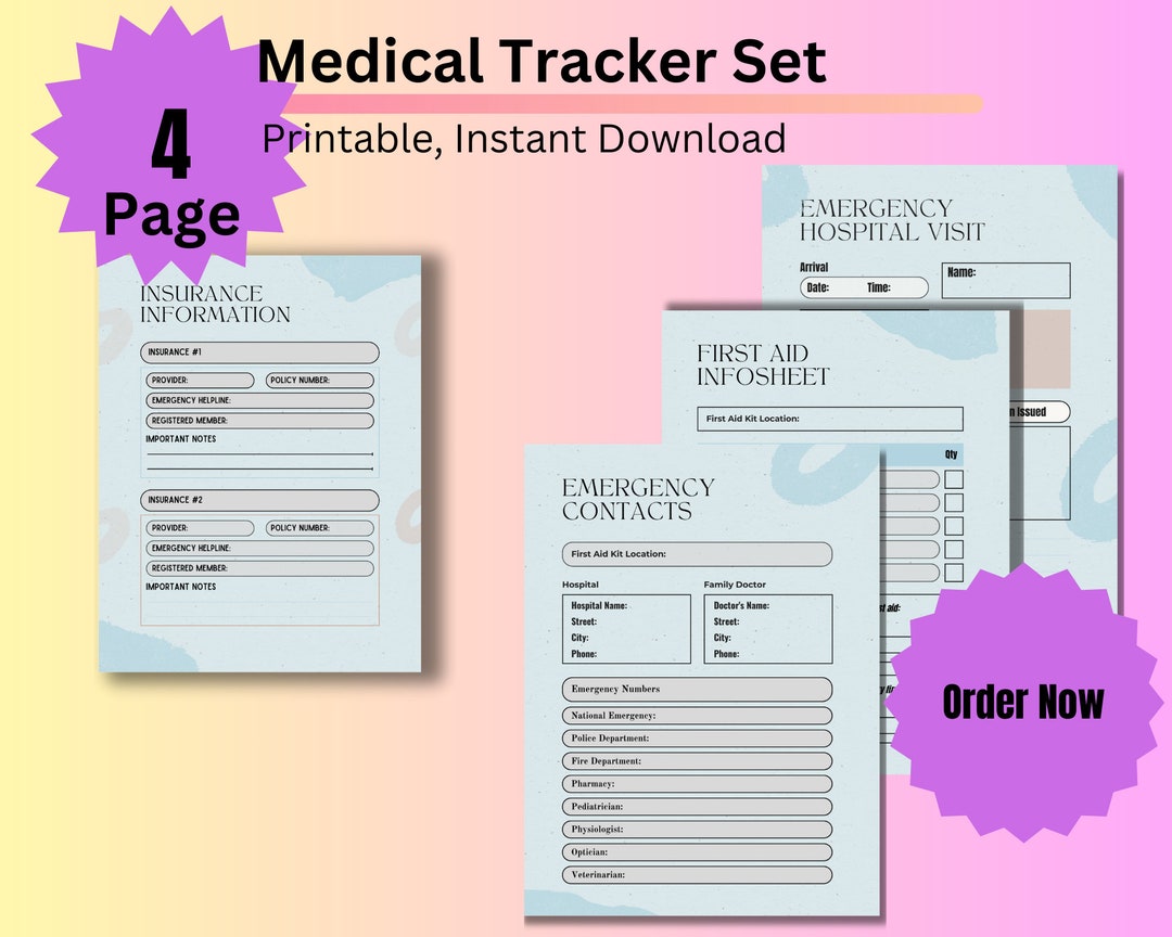 Ultimate Health Tracker and First Aid Infosheet Planner - Etsy