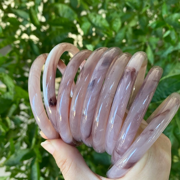 Thin purple flower beautiful jade bangle