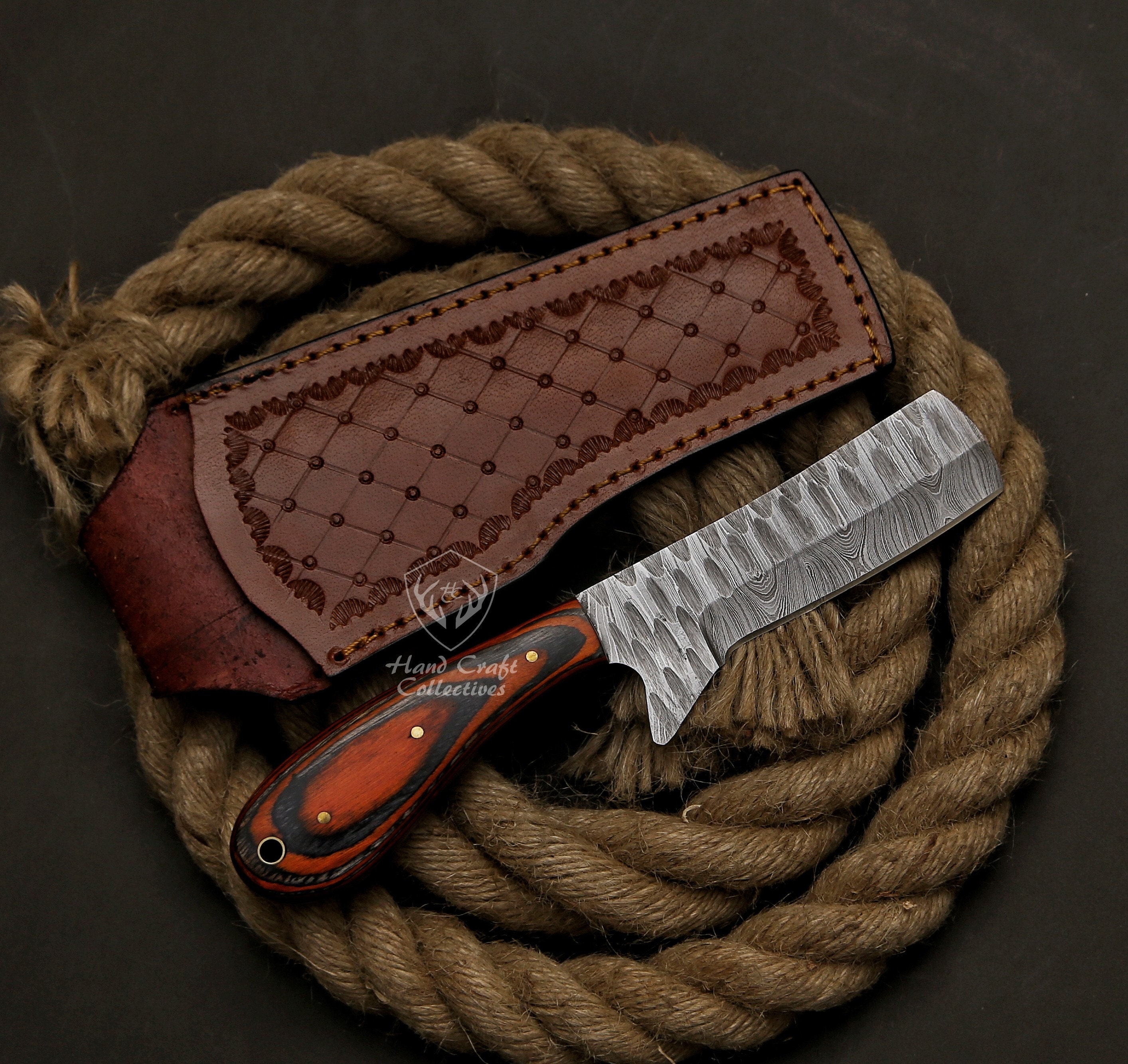 Custom Handmade Damascus Steel Bull Cutter Knife – NB Knives