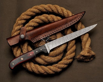 Fillet Knife Handmade Damascus Steel Fishing Knife Best Gift For Fishing Lover Personalized Knife Anniversary Gift For Husband Sharp Knife