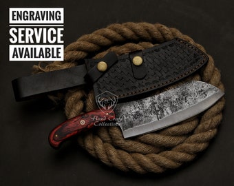 Handmade Damascus Carbon steel Cleaver for Indoor Outdoor Kitchen BBQ Cooking Full Tang Knife Chef Chopper Butcher With  Exotic Wood Handle