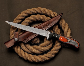 Fillet Knife Handmade Damascus Steel Fishing Knife Best Gift For Fishing Lover Personalized Knife Anniversary Gift For Husband Sharp Knife