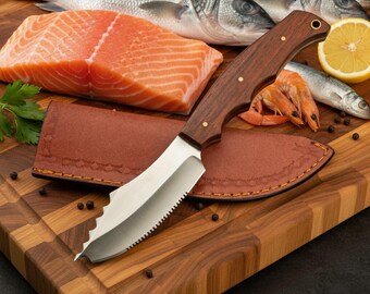 Fillet Knife Handmade Damascus Steel Fishing Knife Best Gift For Fishing Lover Personalized Knife Anniversary Gift For Husband Sharp Knife