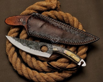 Coltello da chef giapponese fatto a mano personalizzato da 9 pollici con manico in palissandro e fodero in pelle, regalo personalizzato con coltello da chef inciso per lui/lei