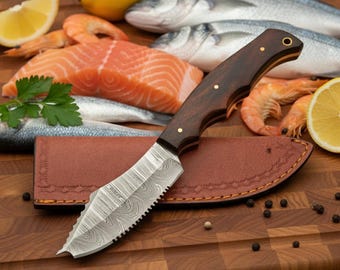 Fillet Knife Handmade Damascus Steel Fishing Knife Best Gift For Fishing Lover Personalized Knife Anniversary Gift For Husband Sharp Knife