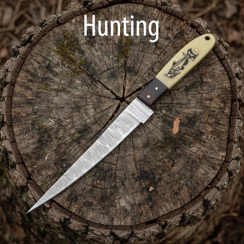 Fillet Knife Handmade Damascus Steel Fishing Knife Best Gift For Fishing Lover Personalized Knife Anniversary Gift For Husband Sharp Knife image 9
