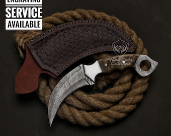 Custom Karambit Damascus Hunting Knife, Hand Forged Damascus Bowie Knife, Damascus Steel Hunting Karambit, Custom Gift For Husband,2024 Gift
