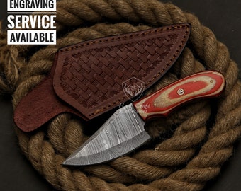 Damascus Skinner knife, Damascus Fixed Blade, Skinner Hunting knife Viking knife, Forged steel knife, Camping knife With Sheath Gift for Him