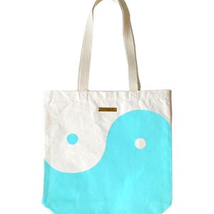 Organic Cotton Aqua Blue Yin Yang Tote