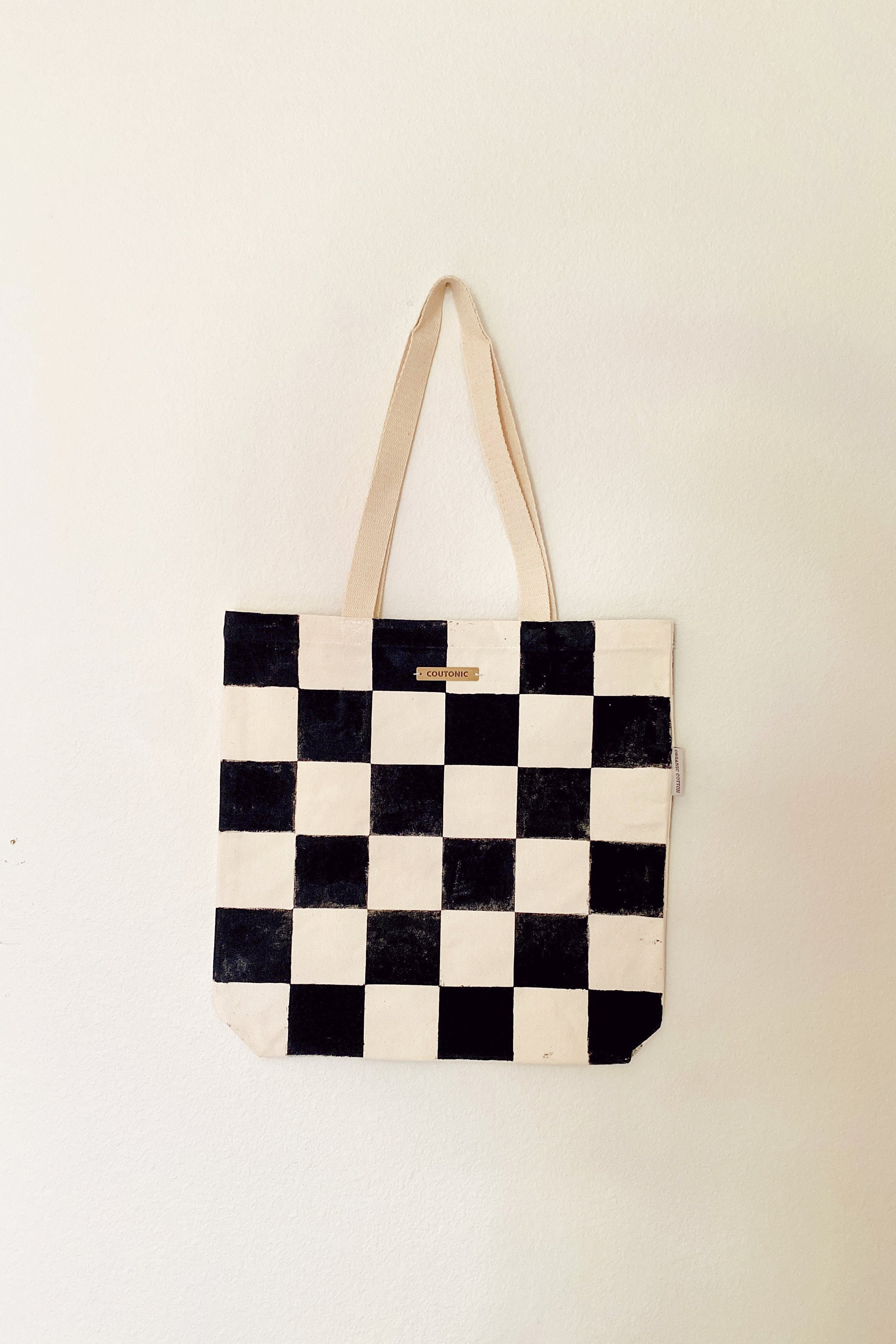 Checkered print tote bag Etsy