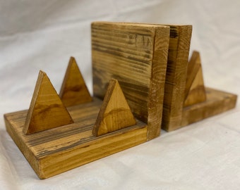 Homemade Wooden Mountain Top Bookends