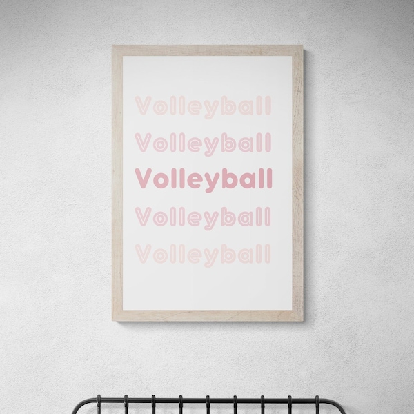 volleyball room decor, teen girl room decor, girls wall hanging, pink wall decor, ready to print downloads, multicolor pink volleyball decor