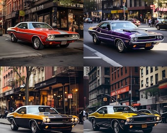 NYC 1970 Dodge Challenger 4er-Pack Digital Wallpaper Set