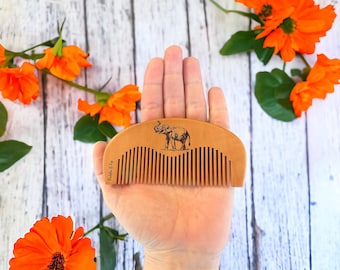 Elephant Birthing Comb: Peach Wood Acupressure Labor Pain Relief