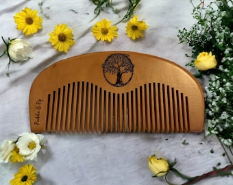 Peach Wood Birthing Comb: Tree of Life Acupressure Labor Aid