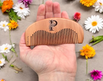 Personalized Peach Wood Birthing Comb: Acupressure Labor Aid