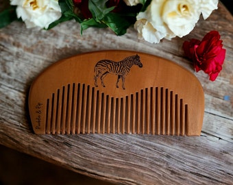 Zebra Birthing Comb: Peach Wood Acupressure Labor Tool