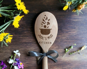 Mud kitchen personalised wooden spoon, keepsake, natural learning