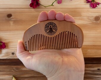 Buddha Tree of Life Birthing Comb: Peach Wood Acupressure Labor Aid