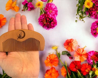 Fairy Birthing Comb: Peach Wood Acupressure Labor Aid